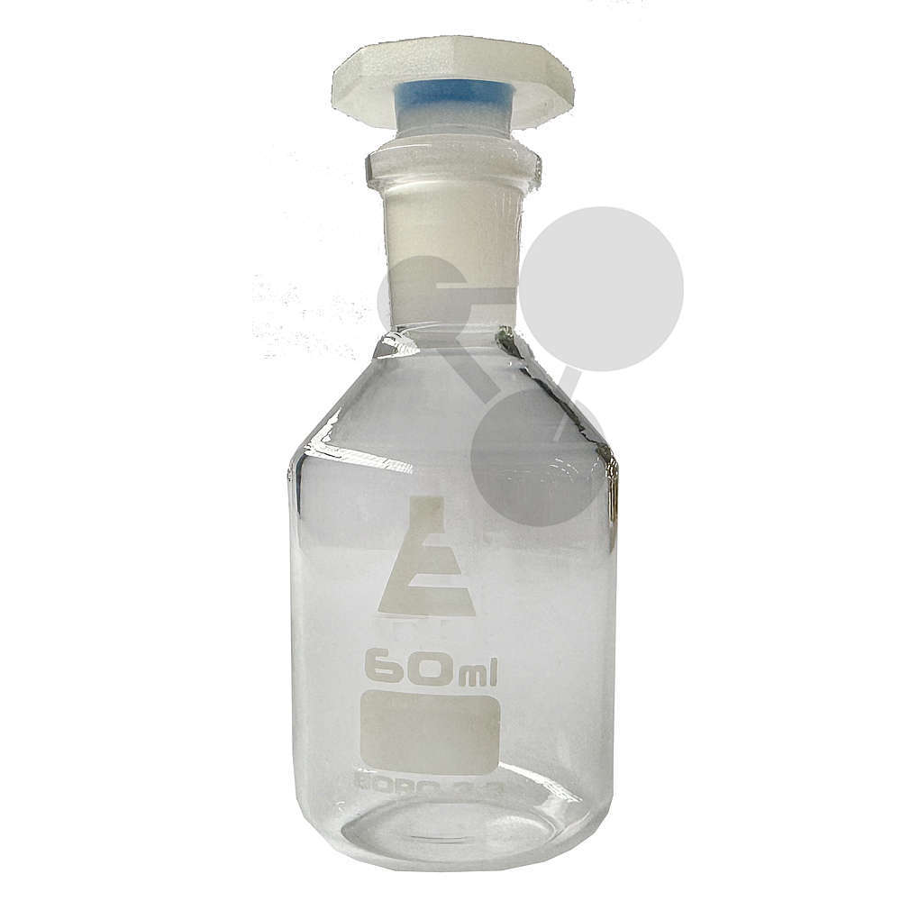 Steilbrustflasche 50 ml Polystopfen NS14/23 Enghals klar Laborglas